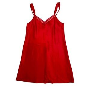 Morgan Taylor Red lace satin slip dress